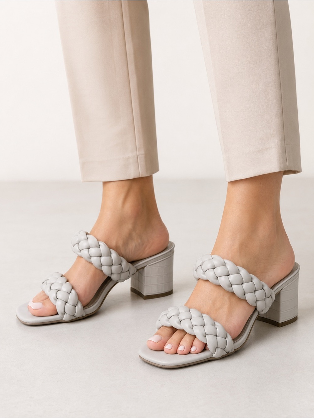 Dolce Vita Tessa White Braided Block Heel Sandals Women’s Size 8